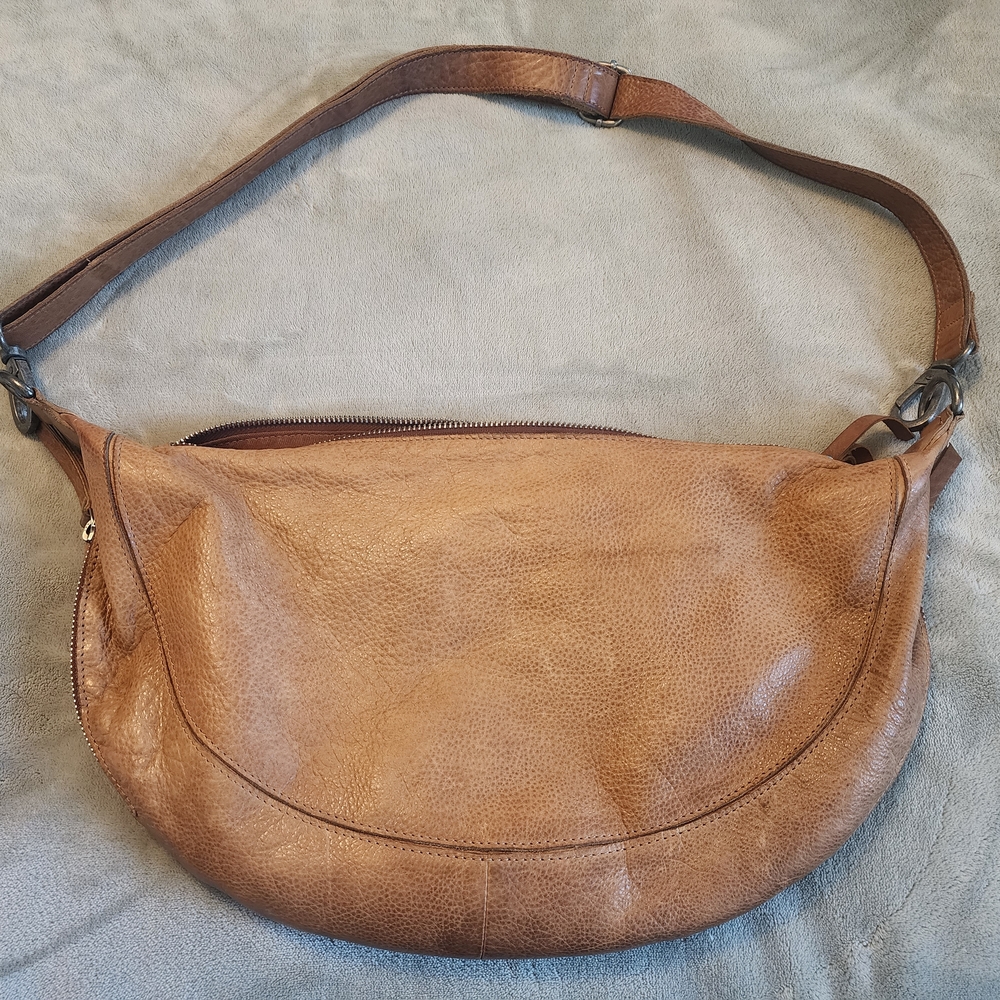 latico Brown Leather Crescent Shoulder Bag